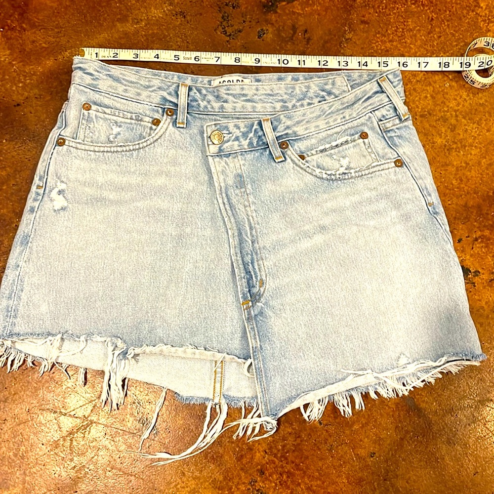 AGOLDE criss-cross jean skirt